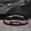 Wide Black Tungsten Steel Rings With Crushed Gold Foil And Amethyst Inlay Electroplated Minimalist Geometric Unisex Jewelry
