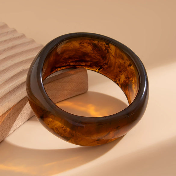 Wide Bracelet Resin Geometric Halo Handmade