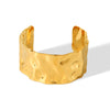 Wide Bump Stainless Steel Geometric Open Bracelet For Women 18K Gold Plated