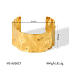Wide Bump Stainless Steel Geometric Open Bracelet For Women 18K Gold Plated