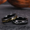 Wide Curved Tungsten Steel Ring With Black Gold Wire Inlay Electroplated Minimalist Geometric Unisex Jewelry