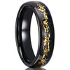 Wide Curved Tungsten Steel Ring With Black Gold Wire Inlay Electroplated Minimalist Geometric Unisex Jewelry
