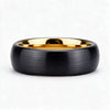 Wide Curved Twotone Tungsten Steel Ring With Black And Gold Electroplated Brushed Finish Geometric Unisex Jewelry