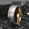 Wide Damascus Steel Ring With Gold Plated Finish Minimalist Geometric Unisex Jewelry Accessory