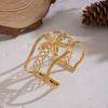 Wide Exaggerated Flower Cut Out Electroplated Stainless Steel Bracelet Jewelry Accessories