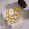 Wide Exaggerated Flower Cut Out Electroplated Stainless Steel Bracelet Jewelry Accessories