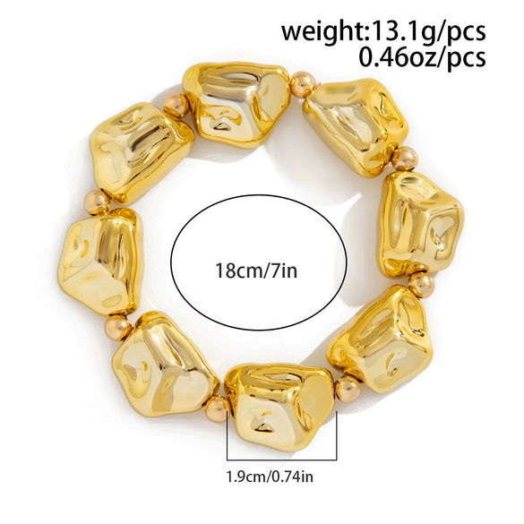 Wide Face Bracelet Metallic Irregular Geometric Ccb Beaded Electroplated