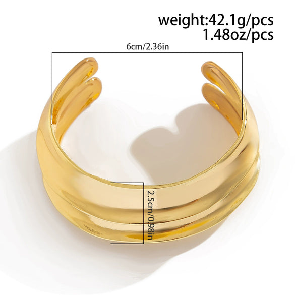 Wide Face Bracelet Metallic Irregular Geometric Ccb Beaded Electroplated