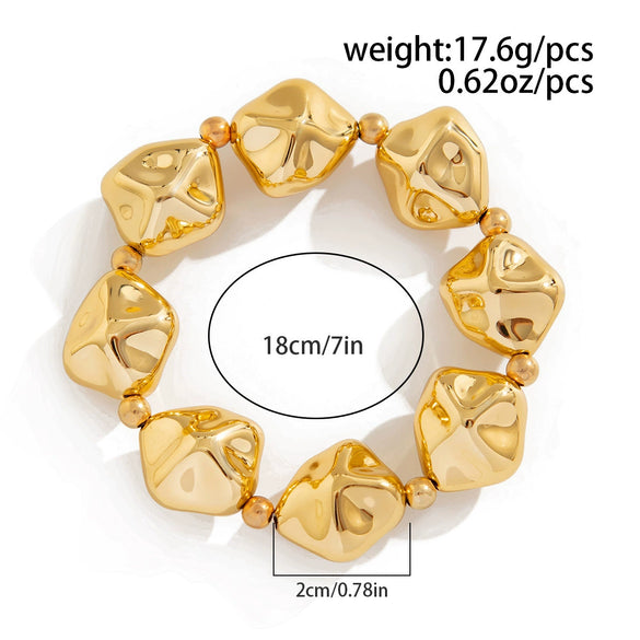 Wide Face Bracelet Metallic Irregular Geometric Ccb Beaded Electroplated