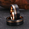 Wide Flat Tungsten Steel Ring With Electroplated Two Tone Black And Rose Gold Finish Minimalist Geometric Unisex Jewelry