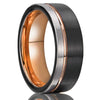 Wide Flat Tungsten Steel Ring With Electroplated Two Tone Black And Rose Gold Finish Minimalist Geometric Unisex Jewelry