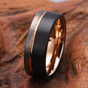 Wide Flat Tungsten Steel Ring With Electroplated Two Tone Black And Rose Gold Finish Minimalist Geometric Unisex Jewelry