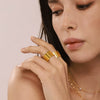 Wide Glazed Open Ring Cold Style Simple Stainless Steel Pvd Plated 18K True Gold Geometric Women's Food Finger Ring