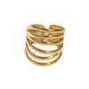 Wide Gold Plated Stainless Steel Open Ring For Women With Hollow Geometric Lines In Minimalist Style