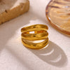 Wide Hollow Gold Plated Titanium Steel Open Ring With Irregular Ushaped Cross And Line Design Unisex Geometric Jewelry