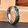 Wide Minimalist Geometric Gold Tone Tungsten Steel Ring Set With Green Crystal Accents Unisex Electroplated Jewelry
