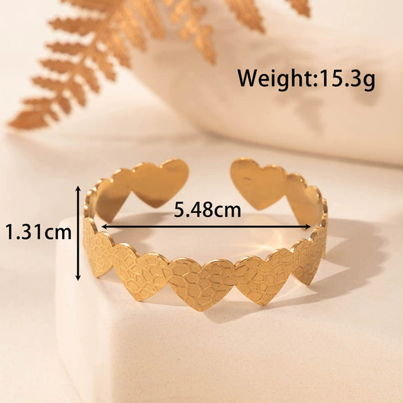 Wide Open Adjustable Titanium Steel Bracelet With Electroplating Treatment And Plants And Flowers Style