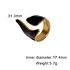 Wide Open Geometric Stainless Steel Ring For Women With Retro Oil Drip Style And Gold Tone Electroplated Finish