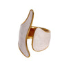 Wide Open Geometric Stainless Steel Ring For Women With Retro Oil Drip Style And Gold Tone Electroplated Finish