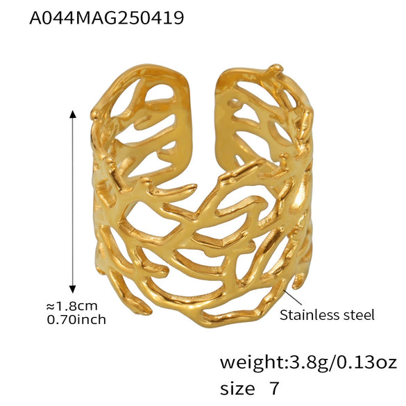 Wide Opening Love Ring In Stainless Steel With Geometric Pattern Electroplated Fashion Jewelry For Women