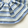 Wide Striped Blue Fabric Handmade Scrunchie For Women With Pleated Edge And High Elasticity