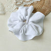 Wide Striped Blue Fabric Handmade Scrunchie For Women With Pleated Edge And High Elasticity
