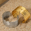 Wide Texture Open Bracelet Stainless Steel Exaggerated Fashion Geometric Electroplated Jewelry