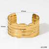 Wide Texture Open Bracelet Stainless Steel Exaggerated Fashion Geometric Electroplated Jewelry