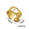 Wide Titanium Steel C Shaped Adjustable Opening Ring With Letter Design And Electroplating Treatment Light Luxury And Simple Fashion For Women