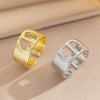 Wide Titanium Steel C Shaped Adjustable Opening Ring With Letter Design And Electroplating Treatment Light Luxury And Simple Fashion For Women