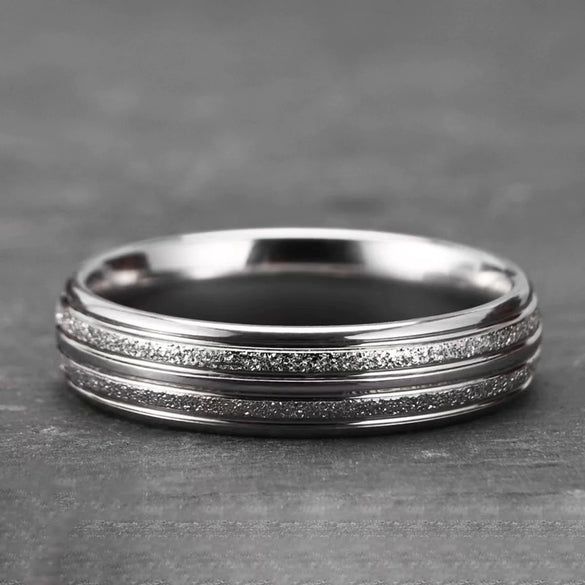 Wide Titanium Steel Rings With Electroplated Finish Minimalist Geometric Couple Band Jewelry