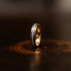 Wide Tungsten Steel Hammered Rings With Crushed Opal Detail Rose Gold Electroplated Finish Minimalist Geometric Unisex Couple Jewelry