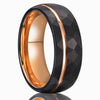 Wide Tungsten Steel Ring With Black And Rose Gold Electroplated Finish Minimalist Geometric Design Unisex Jewelry