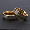 Wide Tungsten Steel Ring With Gold Electroplated Finish Turquoise And Wood Inlay Geometric Unisex Light Luxury Jewelry