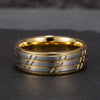 Wide Tungsten Steel Ring With Gold Tone Electroplated Finish Minimalist Geometric Design For Unisex Jewelry