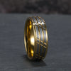 Wide Tungsten Steel Ring With Gold Tone Electroplated Finish Minimalist Geometric Design For Unisex Jewelry