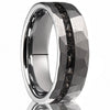 Wide Tungsten Steel Ring With Hammered Geometric Finish And Meteoriteinspired Inlay Minimalist Electroplated Unisex Jewelry