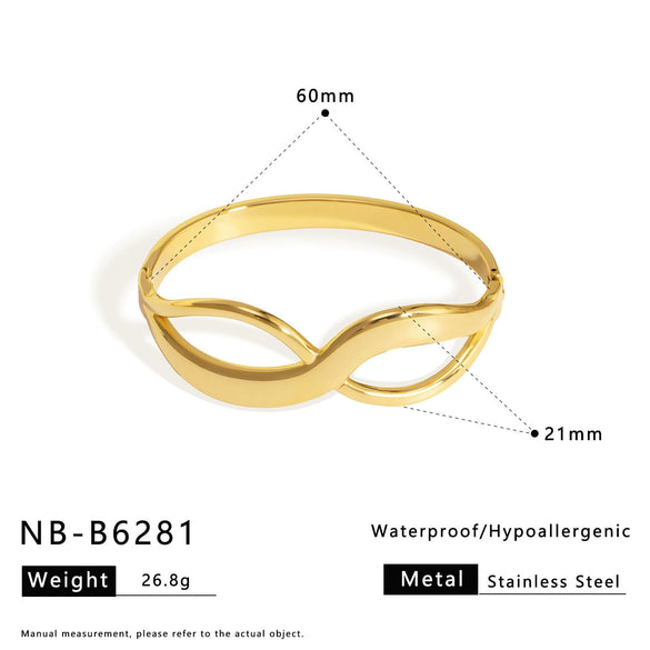 Wide Version Highend Exaggerated Open Bracelet Stainless Steel 18K Vacuum Plated In Furnace Hand Jewelry