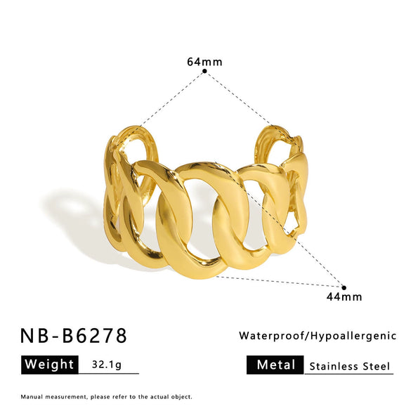 Wide Version Highend Exaggerated Open Bracelet Stainless Steel 18K Vacuum Plated In Furnace Hand Jewelry