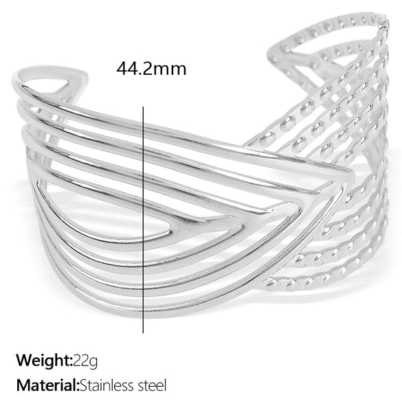 Widebrimmed Electroplated 316L Stainless Steel Bracelet Minimalist Geometric Style Women's