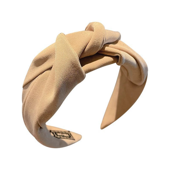 Widebrimmed Fabric Handmade Nonslip Women's Knot Headband Solid Color Retro Fashion