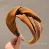 Widebrimmed Fabric Handmade Nonslip Women's Knot Headband Solid Color Retro Fashion