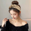 Widebrimmed Fabric Handmade Nonslip Women's Knot Headband Solid Color Retro Fashion