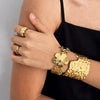 Widebrimmed Flower Bracelet Stainless Steel Electroplated Hand Jewelry