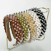 Widebrimmed Leather Headband Jewelry For Women With Rivets Handmade Trendy Cool Geometric Style