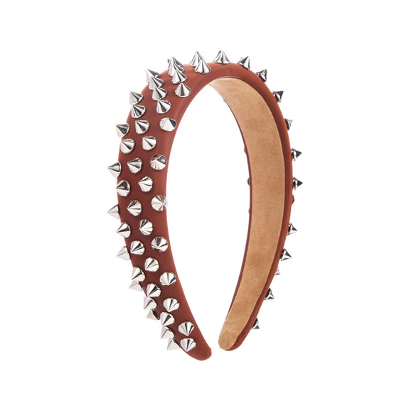 Widebrimmed Leather Headband Jewelry For Women With Rivets Handmade Trendy Cool Geometric Style