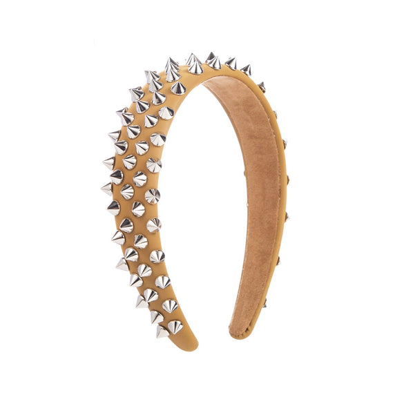 Widebrimmed Leather Headband Jewelry For Women With Rivets Handmade Trendy Cool Geometric Style