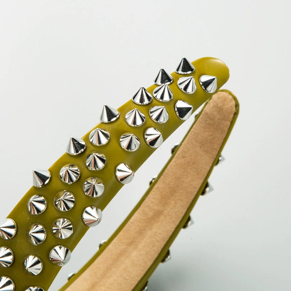 Widebrimmed Leather Headband Jewelry For Women With Rivets Handmade Trendy Cool Geometric Style