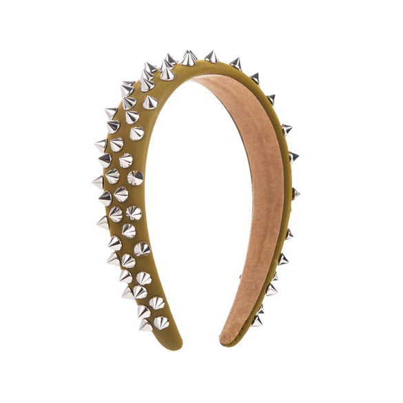 Widebrimmed Leather Headband Jewelry For Women With Rivets Handmade Trendy Cool Geometric Style