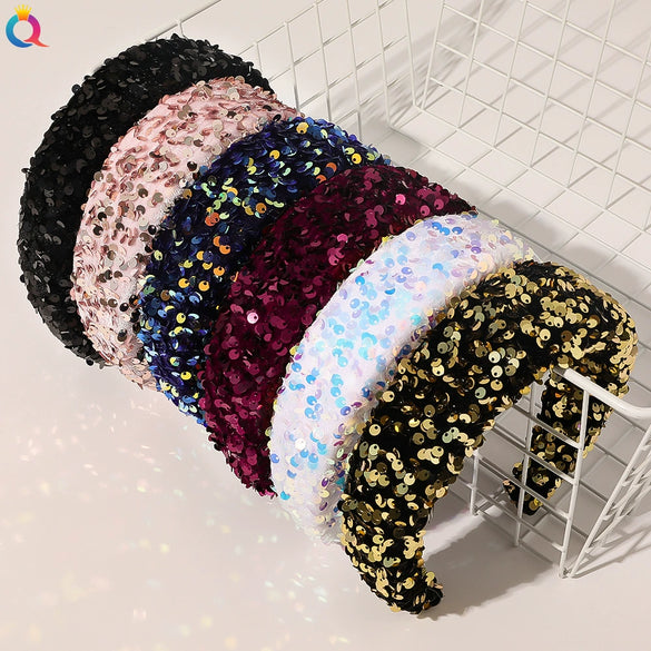 Widebrimmed Sequin Cloth Handmade Headband Women's Hair Accessories